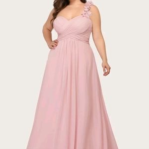 EVER-PRETTY Plus one shoulder pleated detail dresse